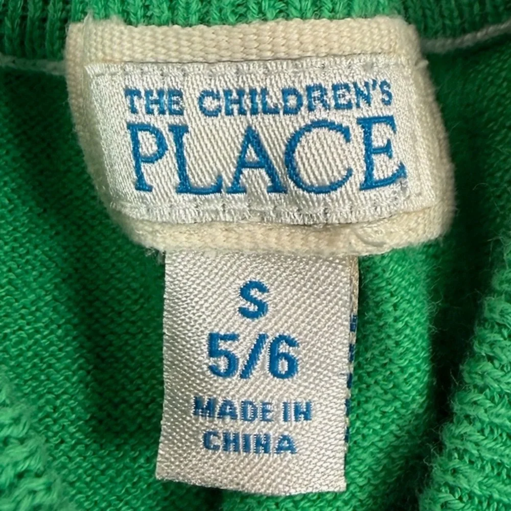 THE CHILDREN'S PLACE Boys Y2K Preppy 100% Cotton Kelly Green Knit Sweater Vest S